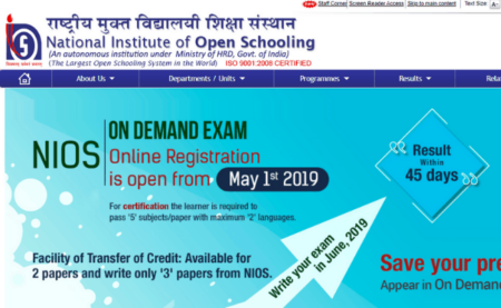 NIOS 2019 Date sheet