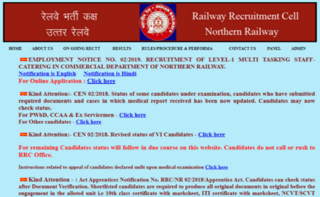 RRC MTS Recruitment 2019