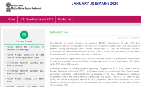 JEE Main 2020 form correction